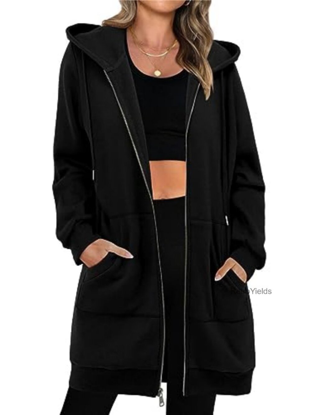 Women's Oversized Fleece Zip Up Hoodie Long Sleeve Casual Jacket with Pockets